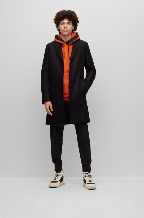 σκούρο πορτοκαλί Hugo Boss Hoodie από οργανικό βαμβάκι με στολίδια με λογότυπο
