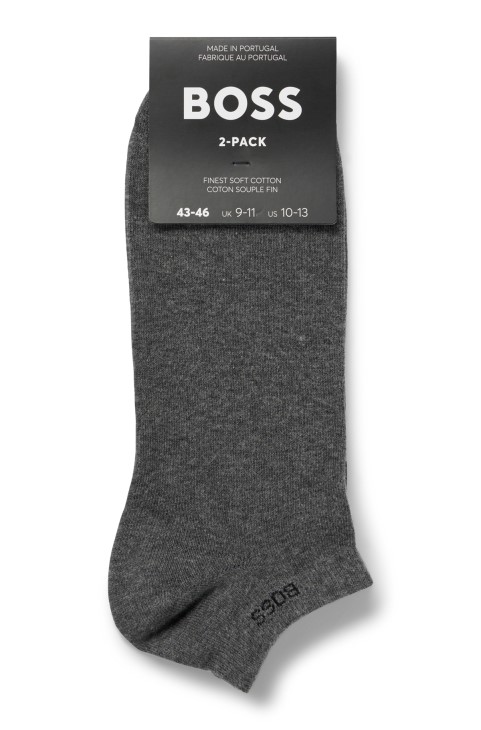 Hugo Boss γκρι δύο σετ κάλτσες αστραγάλου σε βαμβακερό μείγμα
