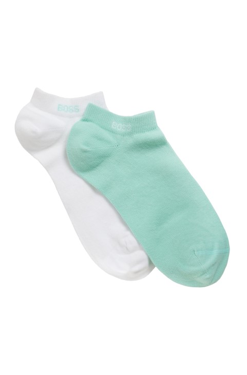 δύο πακέτα κάλτσες αστραγάλου σε μείγμα βαμβακερού ανοιχτού πράσινου Hugo Boss
