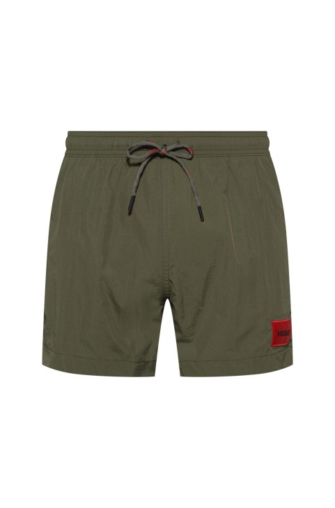 μαγιό που στεγνώνει γρήγορα με κόκκινο λογότυπο Hugo Boss Khaki