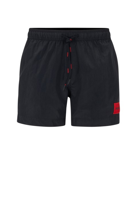 Μαγιό σορτς Hugo Boss που στεγνώνει γρήγορα με κόκκινο λογότυπο μαύρο