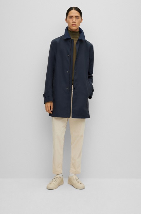 Σκούρο μπλε Hugo Boss αδιάβροχο μπουφάν κανονικής εφαρμογής από ανακυκλωμένο υλικό