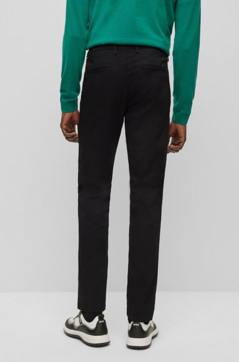 Slim-fit Chinos σε μαύρο ελαστικό βαμβακερό Gabardine Hugo Boss