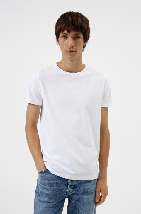 δύο πακέτα μπλουζάκια με λαιμόκοψη σε στρετ βαμβακερή φανέλα Hugo Boss ανοιχτό γκρι