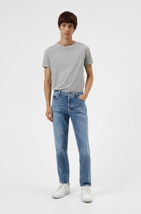 Hugo Boss ανοιχτό γκρι μπλουζάκια με λαιμόκοψη δύο πακέτα σε ελαστική βαμβακερή φανέλα
