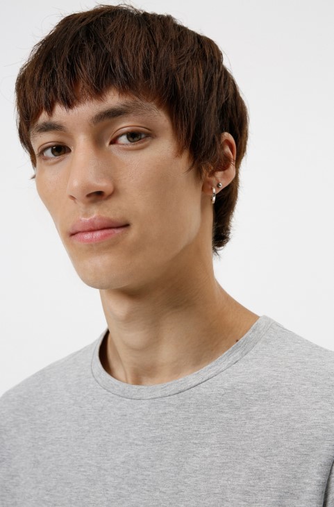 Hugo Boss ανοιχτό γκρι μπλουζάκια με λαιμόκοψη δύο πακέτα σε ελαστική βαμβακερή φανέλα
