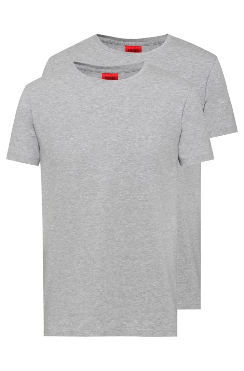 Hugo Boss ανοιχτό γκρι μπλουζάκια με λαιμόκοψη δύο πακέτα σε ελαστική βαμβακερή φανέλα
