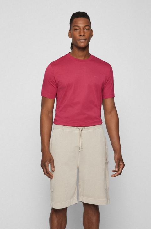 T-shirt με λογότυπο σε κανονική εφαρμογή σε βαμβακερό Jersey Hugo Boss ροζ