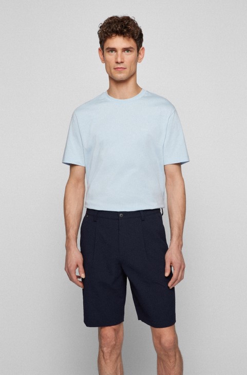 T-shirt με λογότυπο Hugo Boss με κανονική εφαρμογή σε βαμβακερή φανέλα γαλάζιο