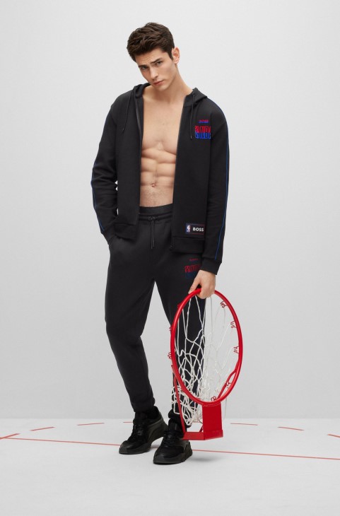 Boss & Nba φούτερ με φερμουάρ από βαμβακερό μείγμα

