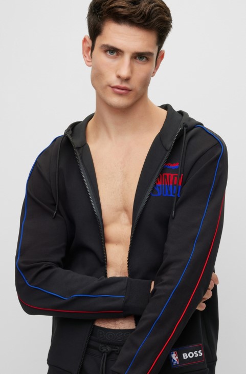 Boss & Nba φούτερ με φερμουάρ από βαμβακερό μείγμα
