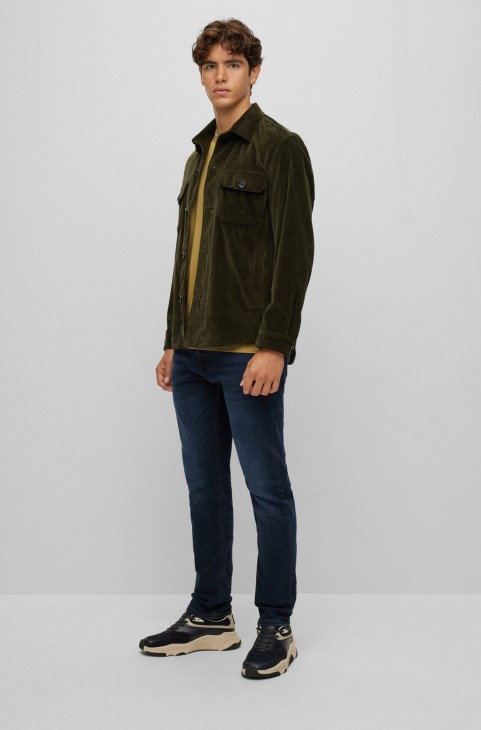 Hugo Boss κίτρινο μπλουζάκι από βαμβακερό ζέρσεϊ με εμπριμέ λογότυπο
