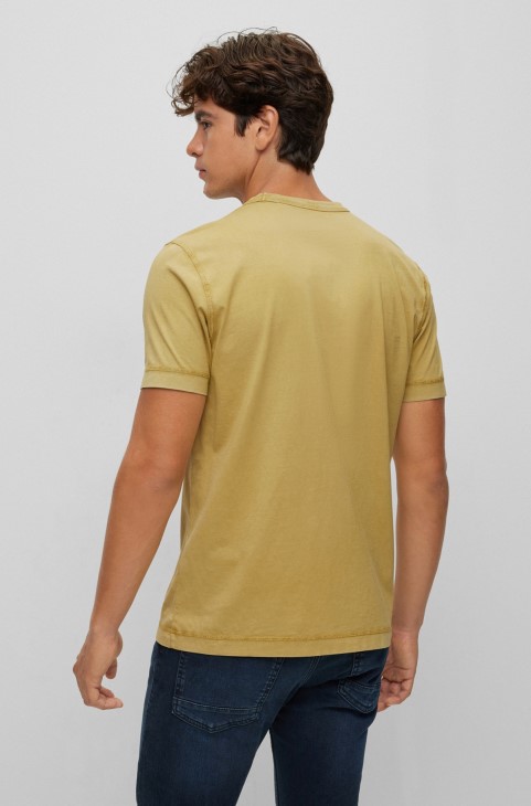 Hugo Boss κίτρινο μπλουζάκι από βαμβακερό ζέρσεϊ με εμπριμέ λογότυπο
