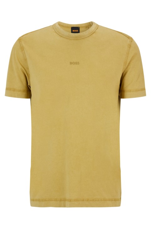 Hugo Boss κίτρινο μπλουζάκι από βαμβακερό ζέρσεϊ με εμπριμέ λογότυπο
