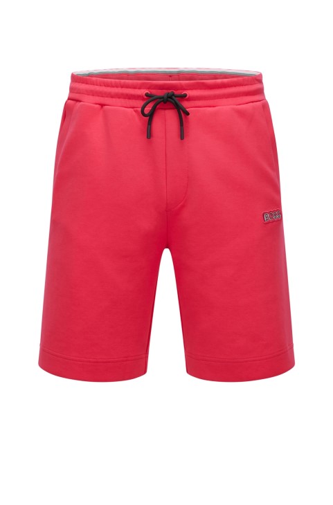 Σορτς κανονικής εφαρμογής από βαμβακερό μείγμα με πολύχρωμο λογότυπο Hugo Boss Pink
