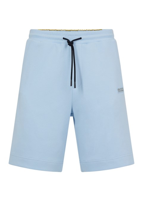 γαλάζιο βαμβακερό σορτς Hugo Boss με κανονική εφαρμογή με πολύχρωμο λογότυπο
