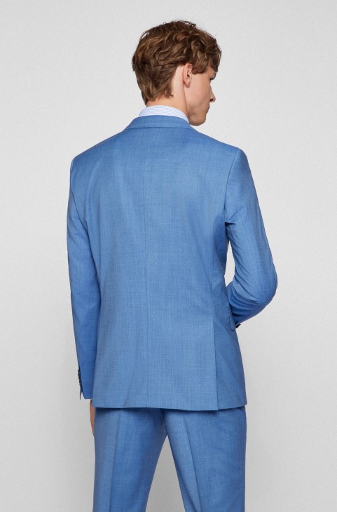 κοστούμι τριών κομματιών Slim-fit σε παρθένο μαλλί Hugo Boss Blue
