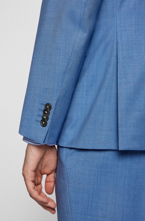 κοστούμι τριών κομματιών Slim-fit σε παρθένο μαλλί Hugo Boss Blue
