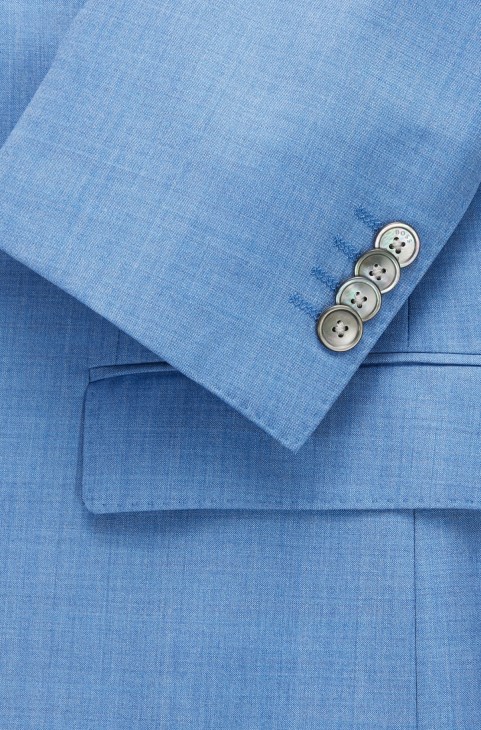 κοστούμι τριών κομματιών Slim-fit σε παρθένο μαλλί Hugo Boss Blue
