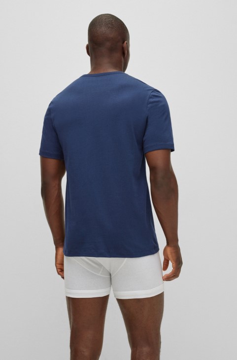 Hugo Boss με τρία μπλουζάκια με λαιμόκοψη σε βαμβακερή φανέλα γαλάζιο
