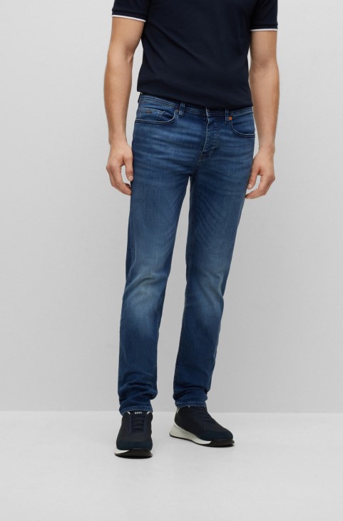 μπλε τζιν Hugo Boss με κωνική εφαρμογή σε μπλε-μαύρο Comfort-stretch τζιν