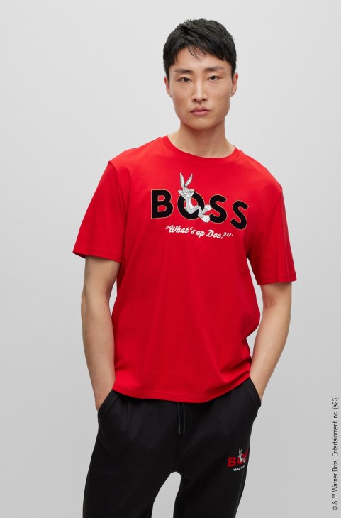 Looney Tunes X βαμβακερό μπλουζάκι από μερσερίντ της Hugo Boss