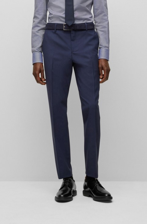 Παντελόνι Hugo Boss Slim-fit σε ελαστικό παρθένο μαλλί σκούρο μπλε