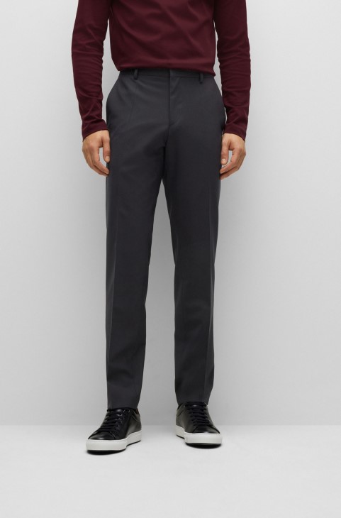 μαύρο Slim-fit παντελόνι από ελαστικό παρθένο μαλλί Hugo Boss