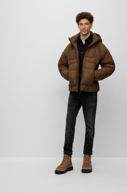 μαύρο πουκάμισο Hugo Boss με κανονική εφαρμογή σε φανέλα από οργανικό βαμβάκι
