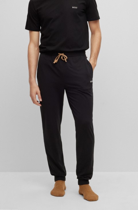 Παντελόνι φόρμας Hugo Boss Street-cotton με μαύρο κεντημένο λογότυπο