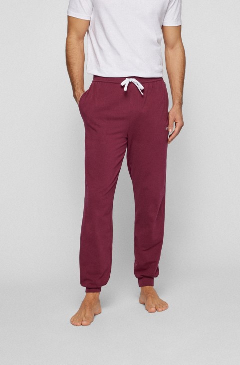 Βαμβακερές φόρμες φόρμας με κεντημένο λογότυπο σκούρο κόκκινο Hugo Boss