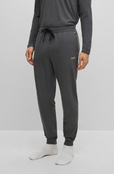 Hugo Boss σκούρο γκρι ελαστικό βαμβακερό παντελόνι με κεντημένο λογότυπο