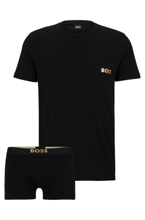 Σετ δώρου εσωρούχων από οργανικό βαμβάκι Hugo Boss με μάρκα μαύρο