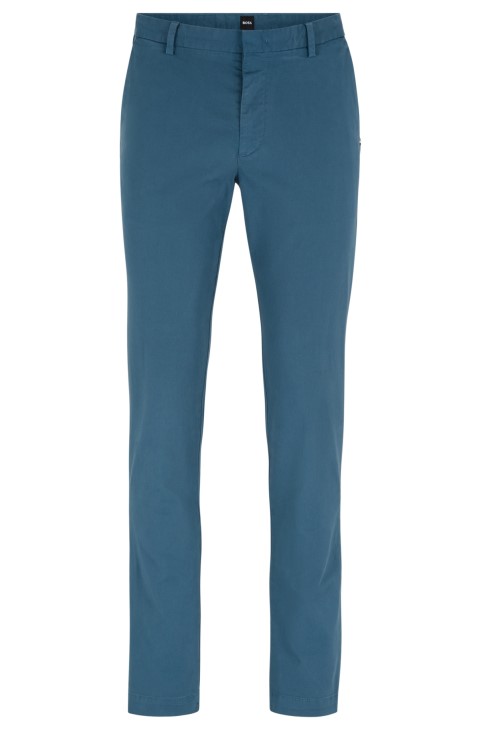 μπλε Slim-fit Chinos από ελαστικό βαμβακερό Gabardine Hugo Boss