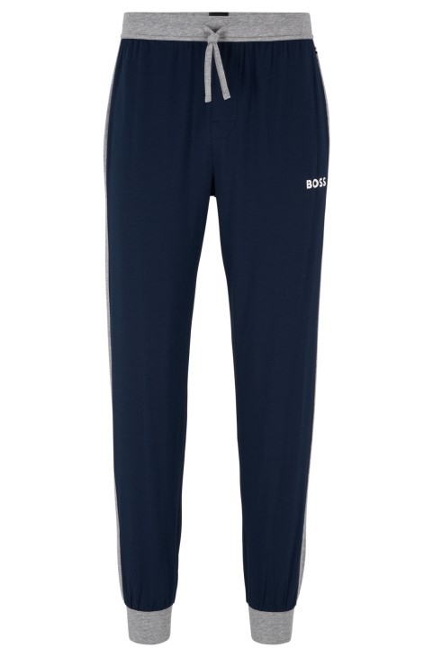 Παντελόνι πιτζάμα Hugo Boss σκούρο μπλε σε ελαστικό ύφασμα με λεπτομέρειες σε αντίθεση