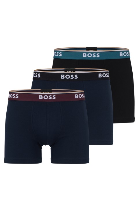 τρία βαμβακερά μποξερ σλιπ με λογότυπο Hugo Boss μαύρο