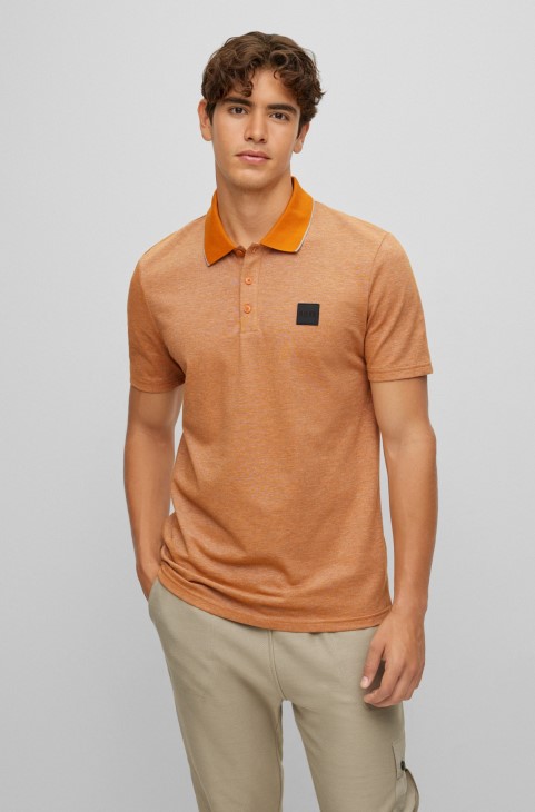 ανοιχτό πορτοκαλί Hugo Boss Oxford-cotton Polo μπλουζάκι με σήμα λογότυπο