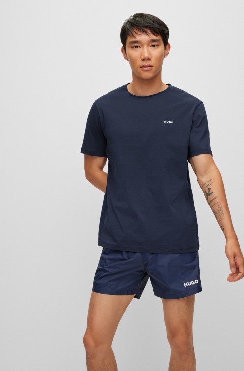σκούρο μπλε βαμβακερό μπλουζάκι με λογότυπο στο στήθος Hugo Boss