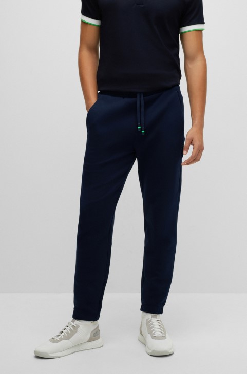 Παντελόνι φόρμας Hugo Boss σκούρο μπλε βαμβακερό με κέντημα με λογότυπο