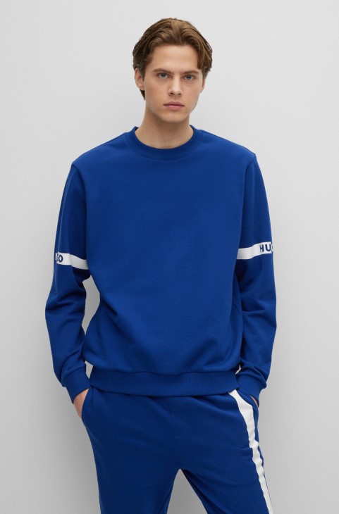 Φούτερ από βαμβάκι με λογότυπο, μπλε Hugo Boss