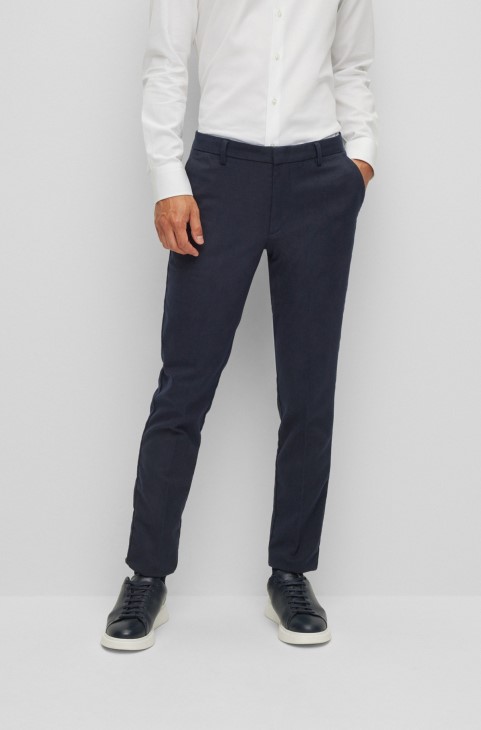 Hugo Boss Slim-fit Chinos σε μουλινέ ελαστικό Twill σκούρο μπλε