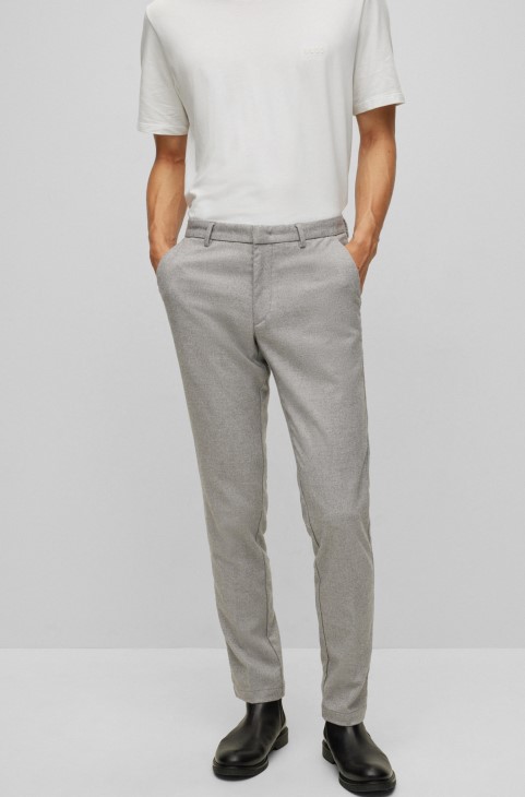 Slim-fit Chino σε Mouliné Stretch Twill γκρι Hugo Boss
