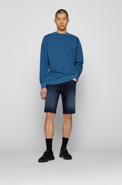 Σκούρο μπλε Hugo Boss σορτς με κανονική εφαρμογή σε μπλε Super-stretch τζιν
