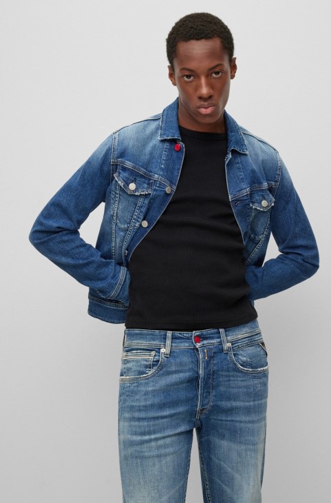 Hugo Boss | Replay σακάκι κανονικής εφαρμογής σε μεσαίο μπλε τζιν