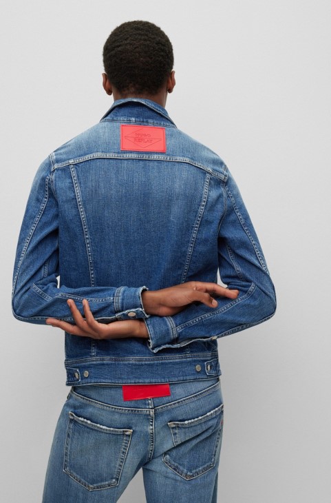 Hugo Boss | Replay σακάκι κανονικής εφαρμογής σε μεσαίο μπλε τζιν
