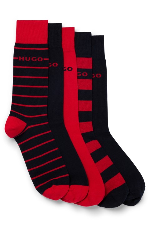 Hugo Boss πέντε πακέτο κάλτσες σε βαμβακερό μαύρο μείγμα