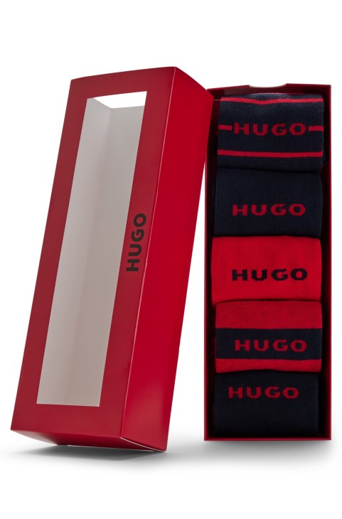 Hugo Boss πέντε πακέτο κάλτσες σε βαμβακερό μαύρο μείγμα
