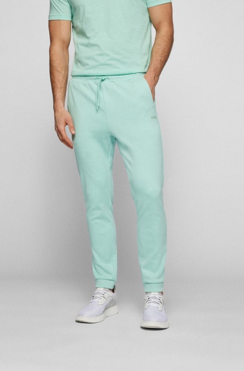 ανοιχτό πράσινο βαμβακερό παντελόνι Hugo Boss με κυρτό λογότυπο