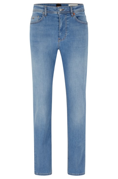 μπλε τζιν Hugo Boss με κωνική εφαρμογή σε σκούρο-μπλε τζιν Super-stretch