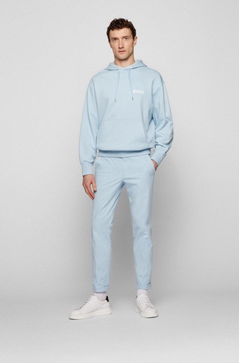 σιέλ παντελόνι σε λεπτή εφαρμογή με μπροστινές πιέτες σε μείγμα βαμβακερού Hugo Boss
